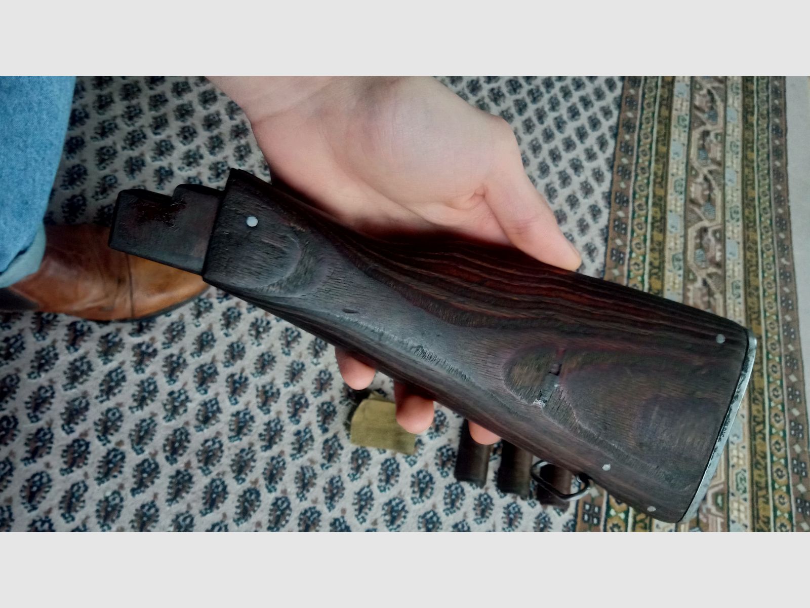 Classic AK fixed stock wood laminate dark brown / can also be fitted into Cybergun GSG Co2 AK47 // AKM & AK74 laminated wood stock