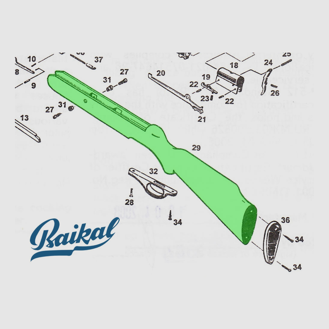 Kunststoffschaft fĂĽr Luftgewehr Baikal IJ 512