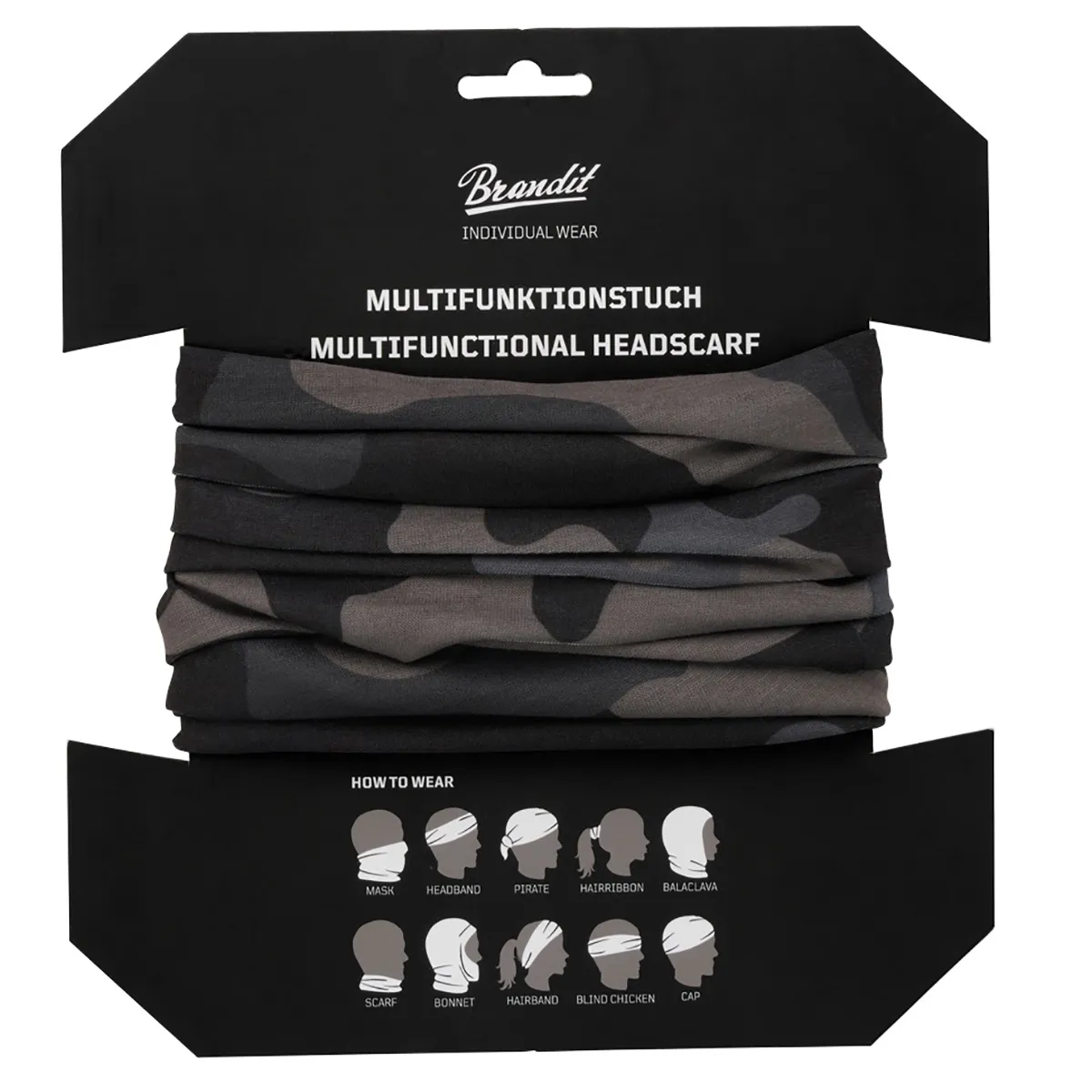 Scaldacollo tubolare multifunzione per testa, viso e collo - Taglia unica - Dark Camouflage, immagine 2 di 2