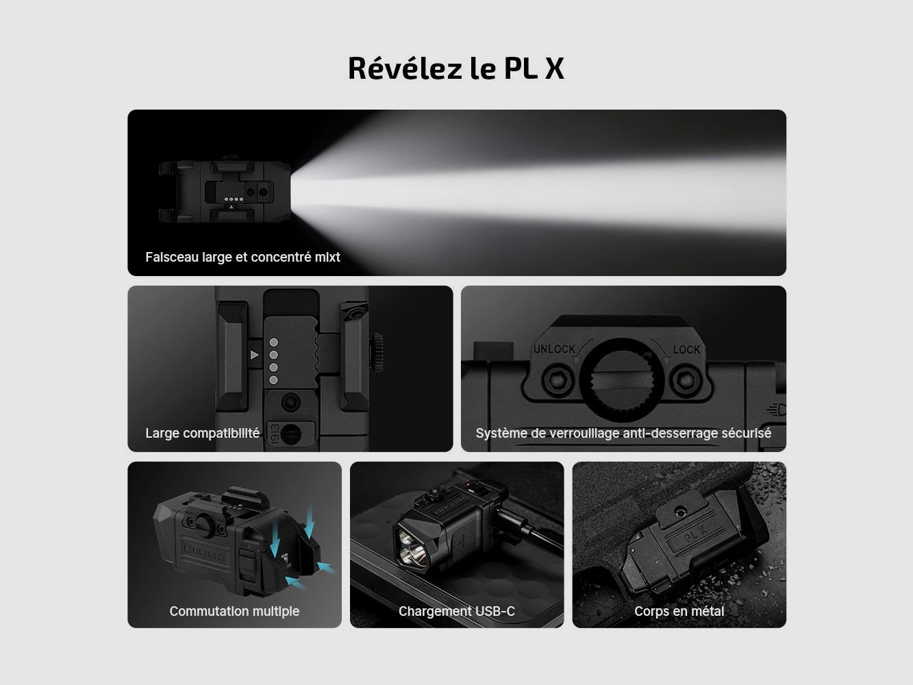 Olight PL X | Taktische USB-C Wiederaufladbare Lampe 1200 Lumen mit Doppelstrahl, Bild 2 von 8