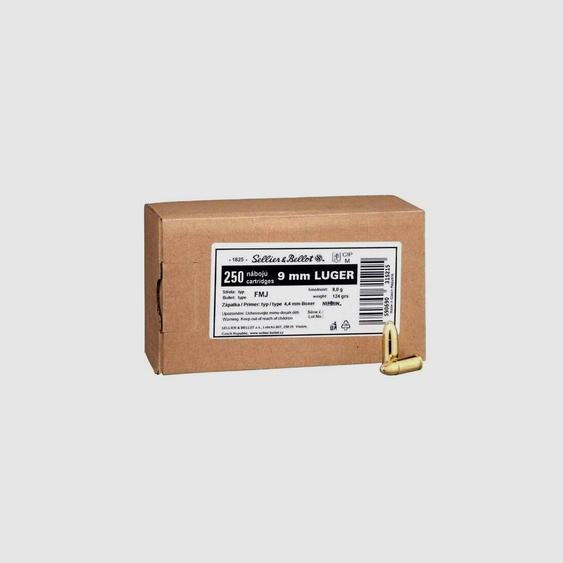 Sellier&Bellot S&B Schüttpackung 9mm Luger FMJ 8,0g/124gr - 1000 Schuss