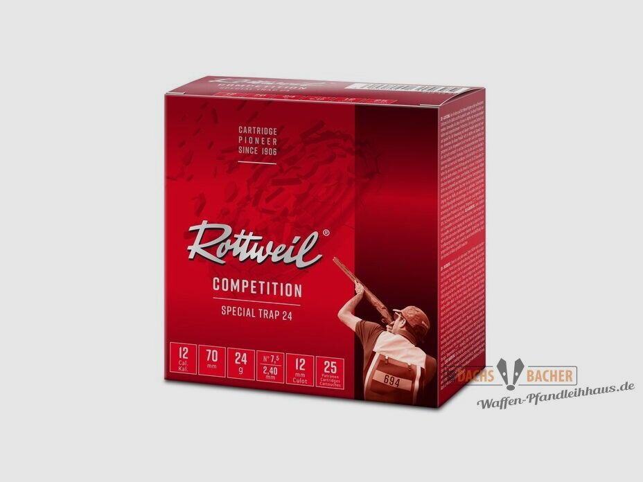 Rottweil Special Trap BLEI 12/70 2,4mm No. 7,5 24g 25 Schuß