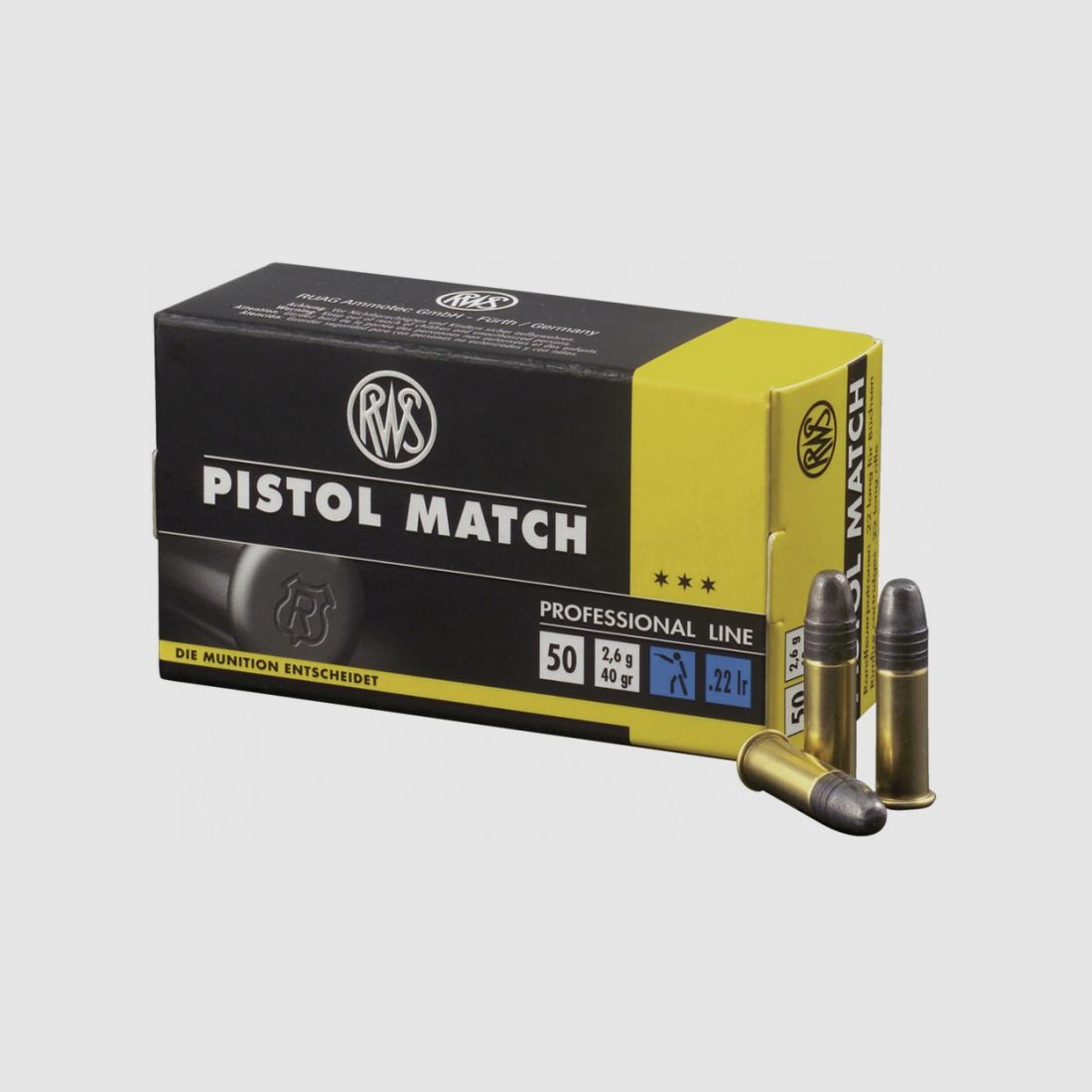 Boite de 50 cartouche RWS Professional line pistol match cal.22LR tête plomb ronde