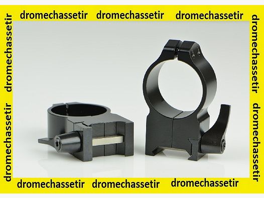 collier quick detach Warne, diametre 30mm, Extra Haut, Noir matte