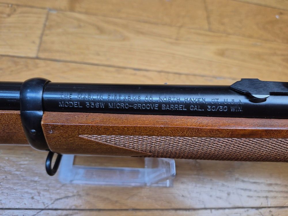Très belle Levier sous garde Marlin 336 – Cal.30-30 – Rare poinçon « JM » – Arme de fabrication Marlin d&rsquo;avant faillite – Une vraie Marlin de chez Marlin ! – Superbe fabrication – Ajustements de rêve – État neuf !, image 1 sur 33