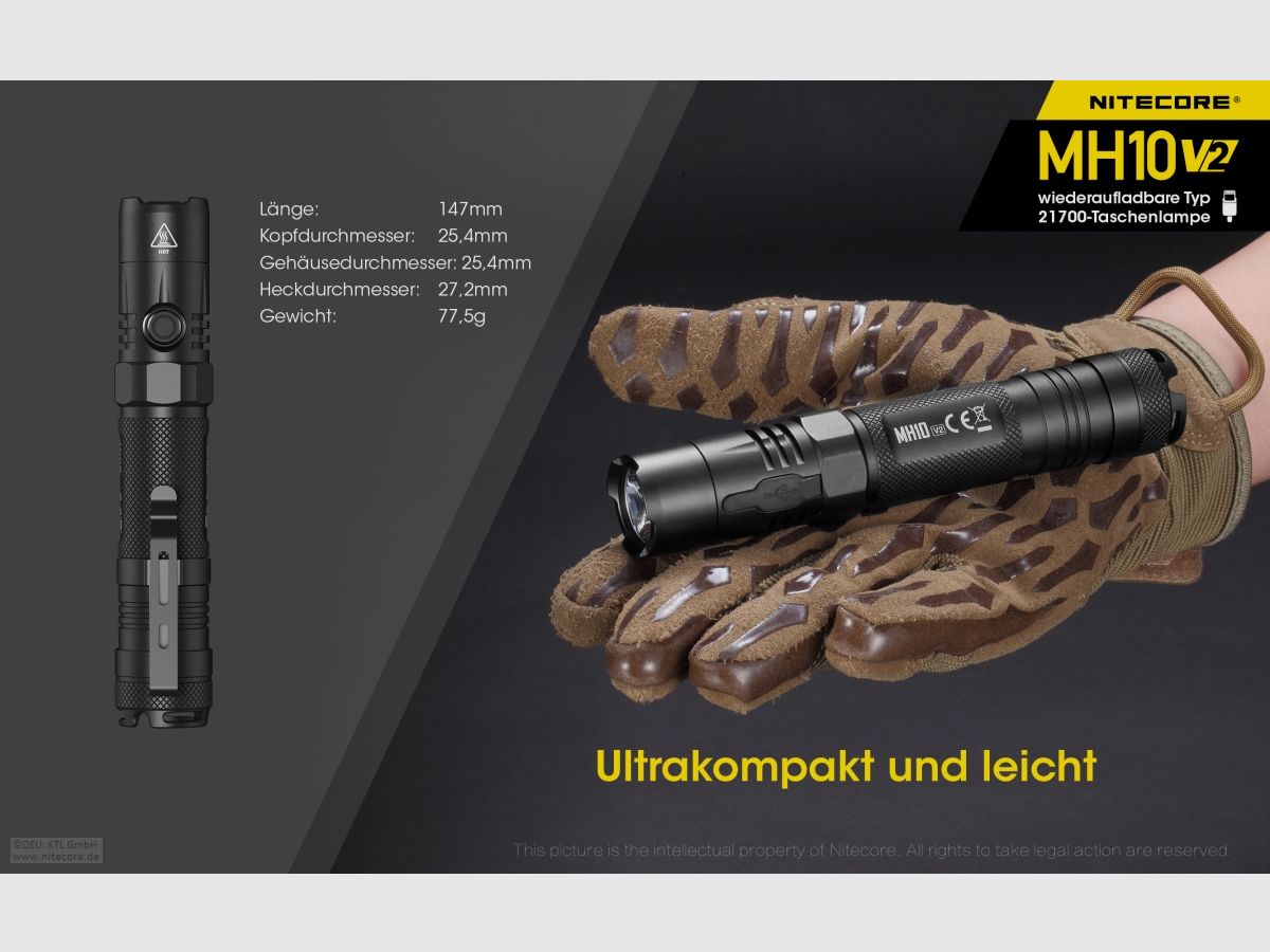 Nitecore MH10V2 Taschenlampe MH10 V2 1200 Lumen