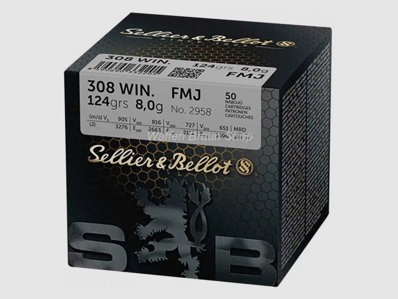 S+B .308 Win. Vollmantel 8,0g/124grs. 50 Stück