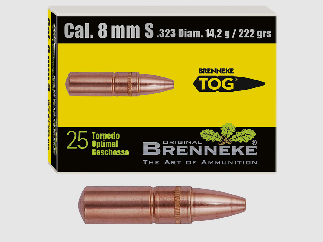 Brenneke kogel 8mm S (.323) TOG 14,2g / 220grs 25 stuks