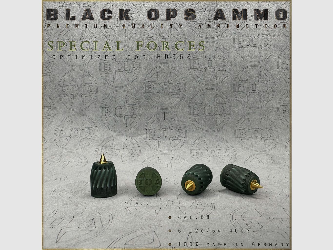 8x Fuerzas Especiales BLACK OPS MUNICIÓN Airgun TS HDS 68 Cal.68 Munición HDS68 TS68