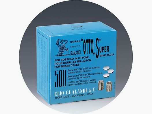 Gualandi – Borre Micro-Bior con cartoncino Otto Super Minicaccia per bossoli in ottone – Cal. 8 mm