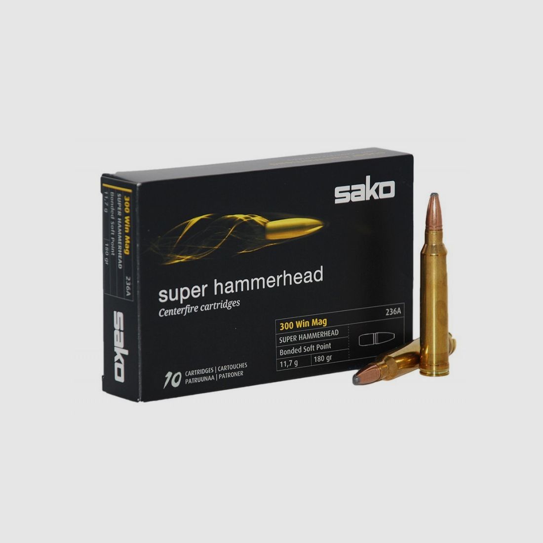 BOX OF 10 CARTRIDGES SAKO CAL.300 WIN MAG S. HAMMERHEAD 180 GRS