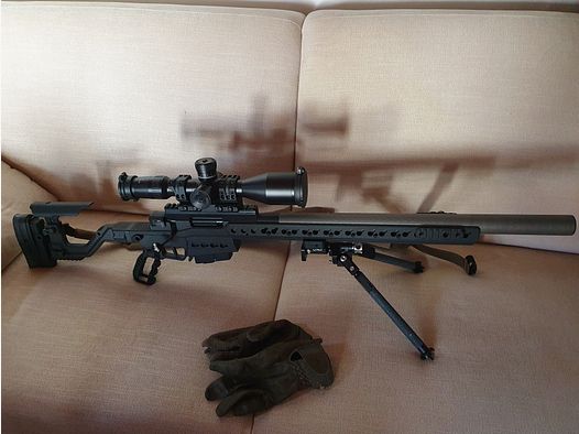 Immediately available: Custom-made AI AT-XC unfired & new, with custom B&T titanium integral suppressor (main weapon, accessories, and case included. Scope/bipod for an additional charge)