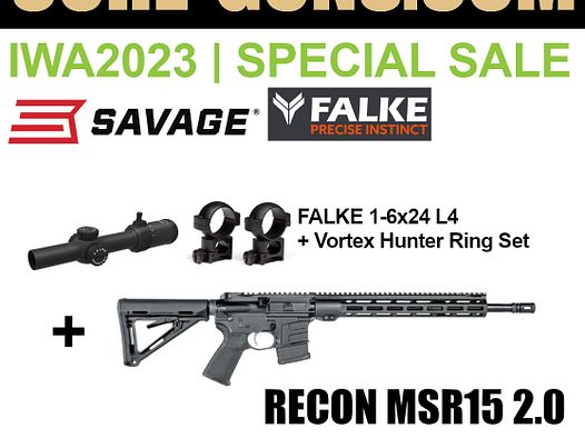 Savage MSR15 Recon 2.0 AR15 223Rem + Falke 1-6x24 L4 Absehen + Vortex Hunter Ring Set