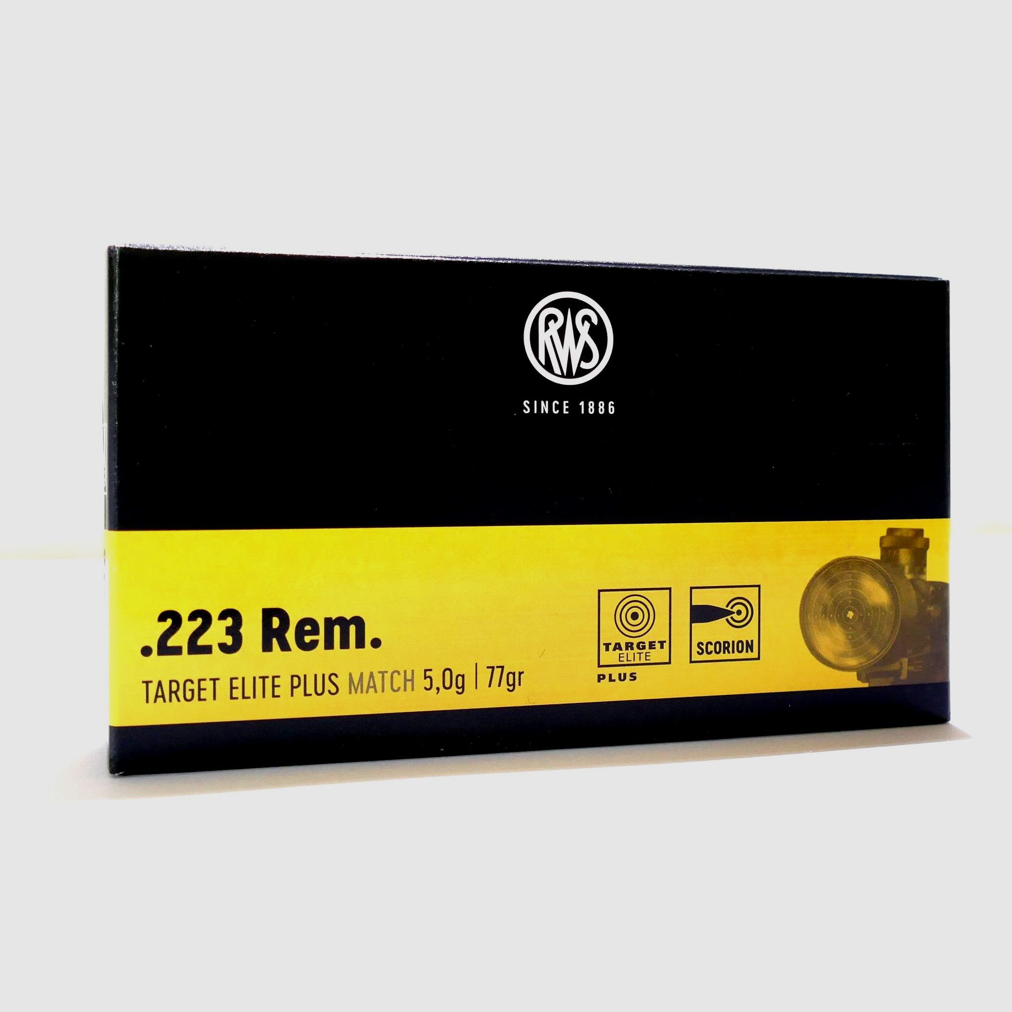 RWS .223 Rem Target Elit Plus 5.0g/77gr Rifle Cartridges