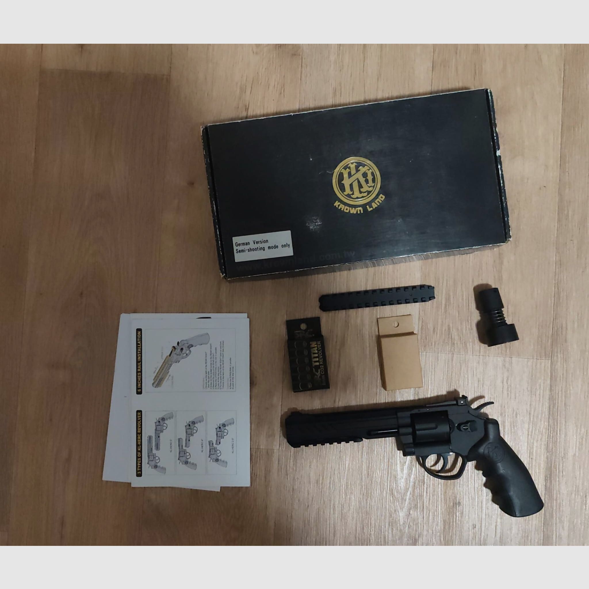 KLI Titan revolver de 6 pouces en métal plein CO2 6mm BB noir