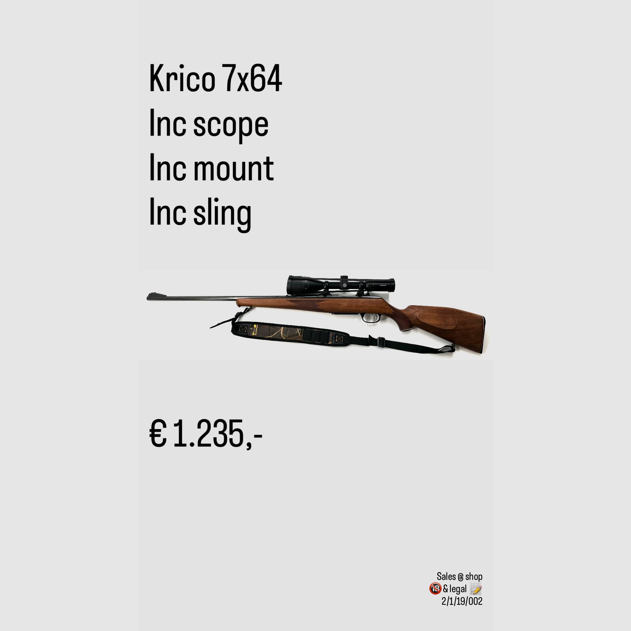 Krico 7x64 avec lunette de visée et montage, image 10 sur 10