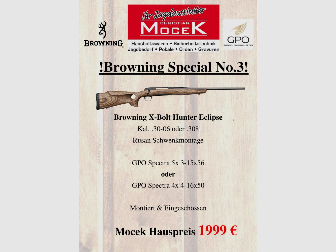 Browning X-Bolt Hunter Eclipse, met GPO Spectra