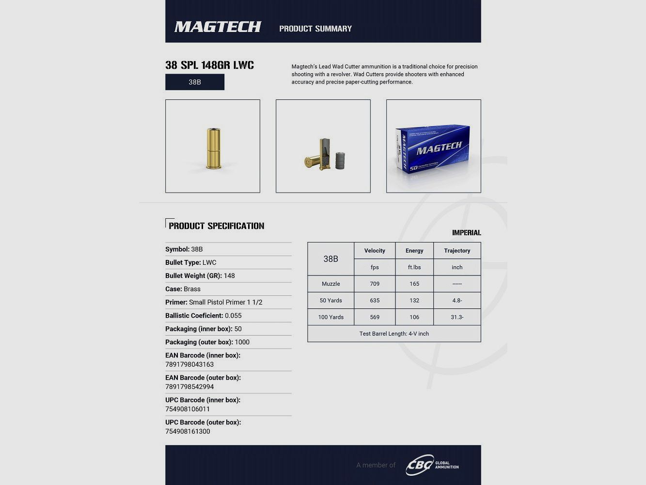 MAGTECH MUNITION 38 SPL 148GR LWC, Bild 3 von 3