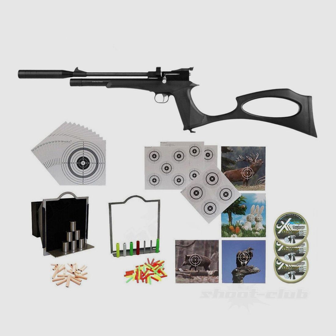 Diana Bandit Black Pressluftpistole 4,5mm Diabolos Supertarget Set