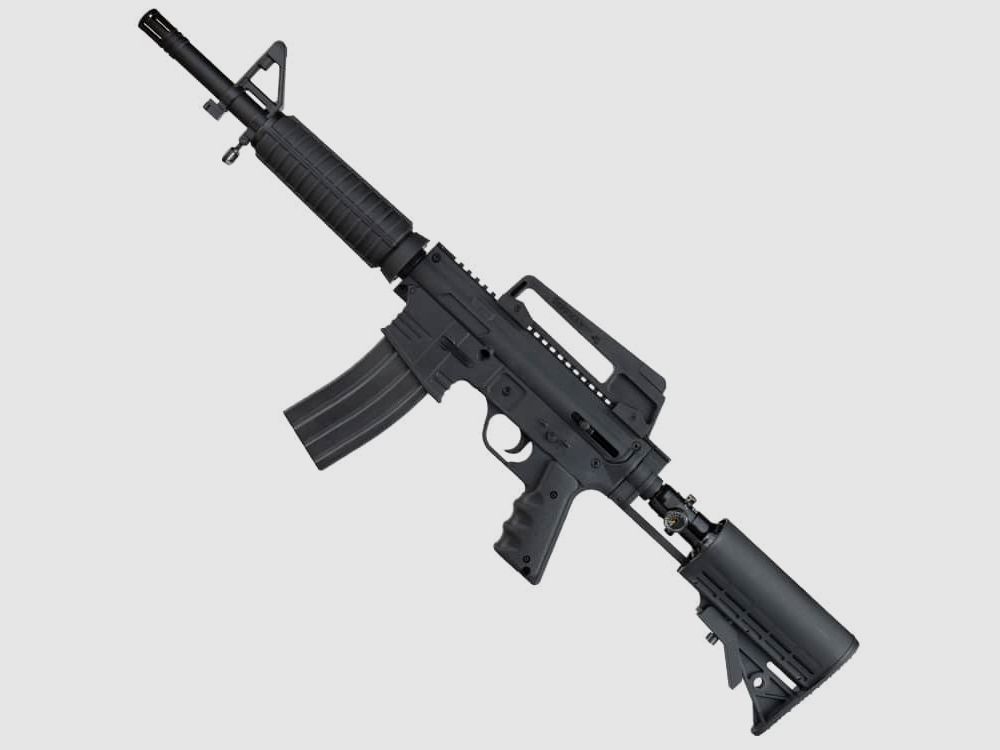 DELTA SIX MFG-Un marqueur de paintball Magfed M16/M4 avec crosse à air (noir)
