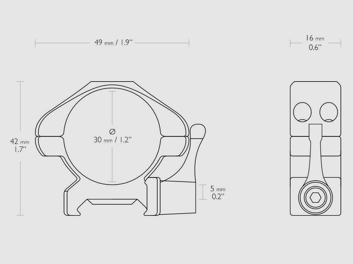 HAWKE 23015 30mm Stahl Ringmontagen Niedrig für Weaver Schiene Schnellspannhebel