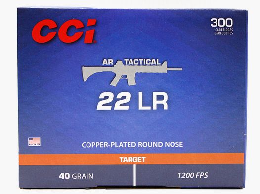 300 Stück / Schuss CCI .22 l.r. lfb KK AR TACTICAL | 40gr CPRN verkupfertes Blei RN Geschoss > SLBs