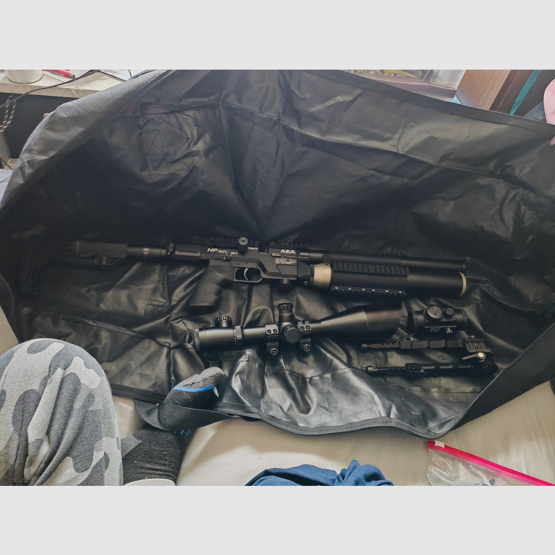 AEA HP Max MK2 reichlich Zubehör, Schalldämpfer, Zweib., Munition usw.