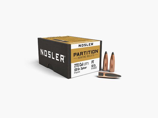 PALLE – NOSLER – PARTITION 270 caliber (.277″) Spitzer 130gr (8.4grams) (50 PZ) -16322