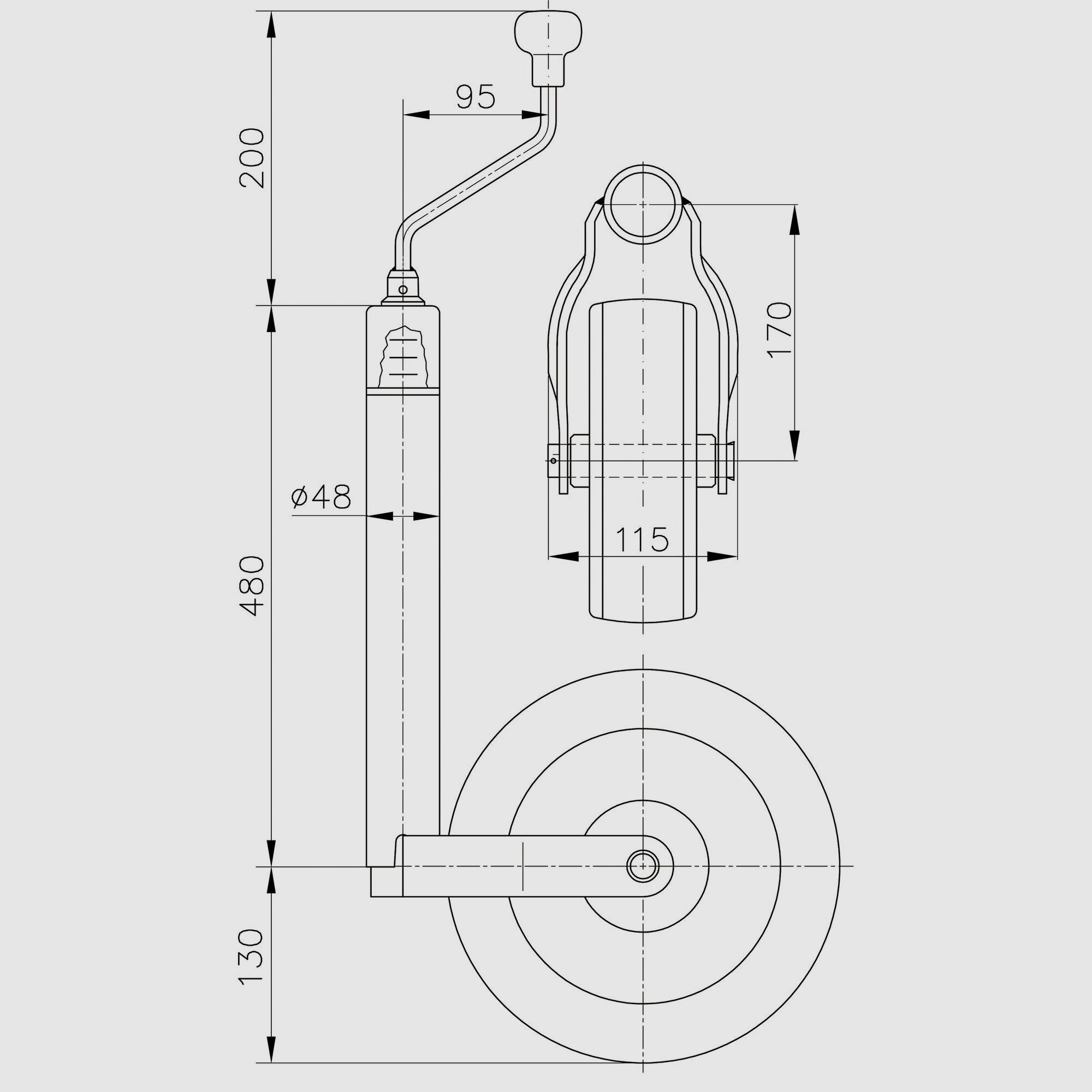 Koło zaczepowe z wskaźnikiem obciążenia, felga 215 x 70 mm plastik, zdjęcie 3 z 5