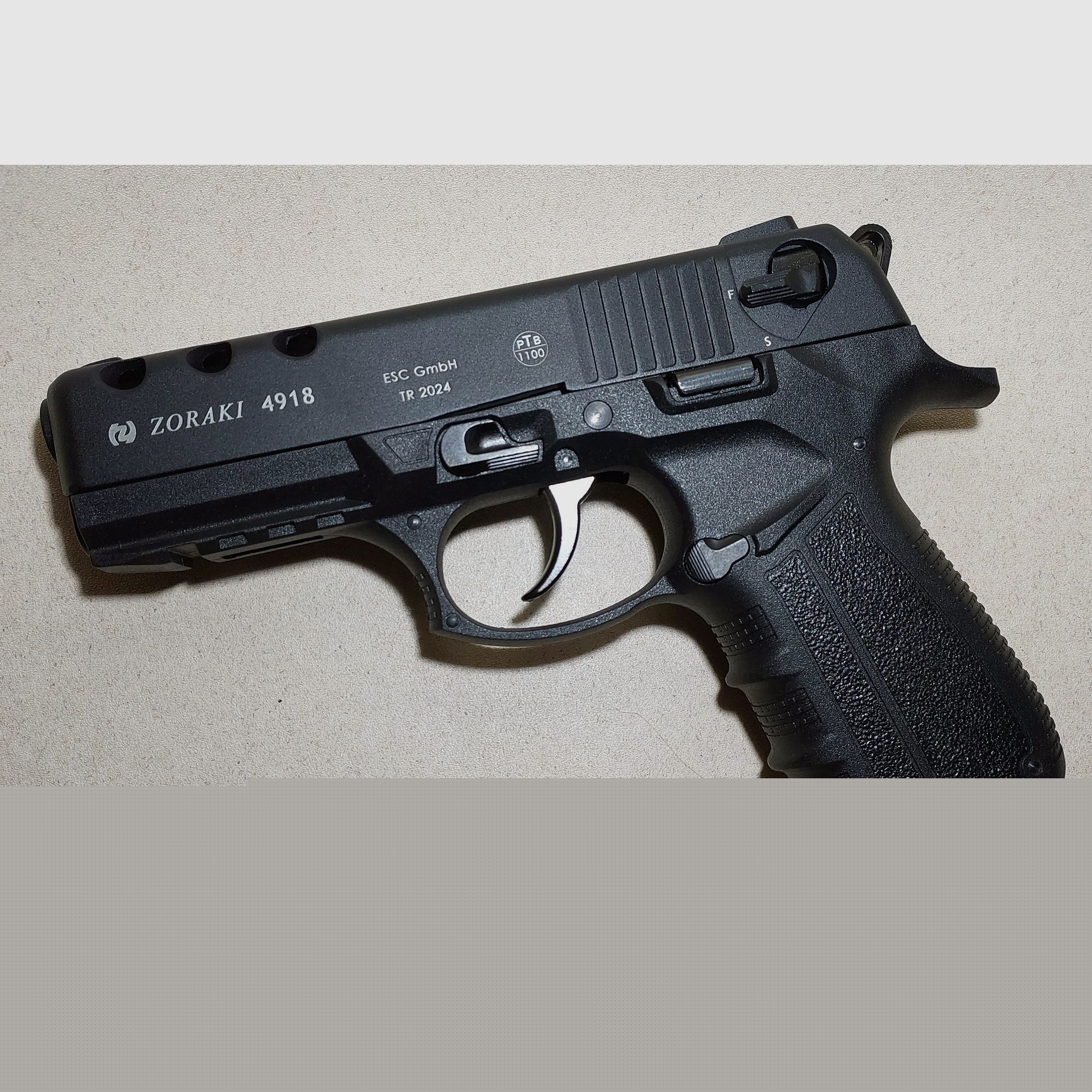 Zoraki 4918 Schreckschuspistole Kal. 9mm P.A.K. (PTB 1110) schwarz  neuwertig!