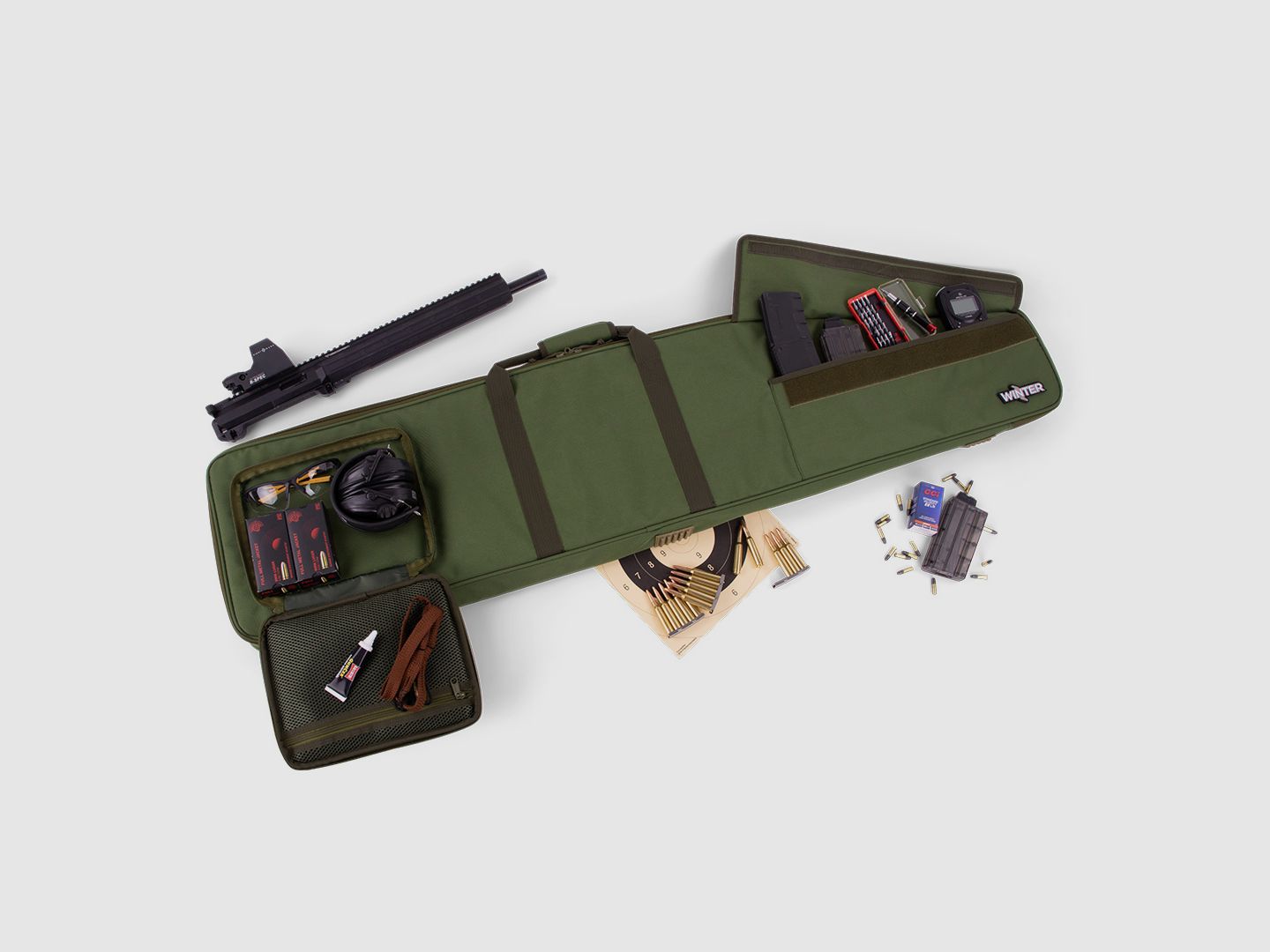 Zimowa torba na broń 130 cm – 1000D (zgodnie z grafiką), zamykana, paski plecaka (Forest) – JM-W5-RIFLE