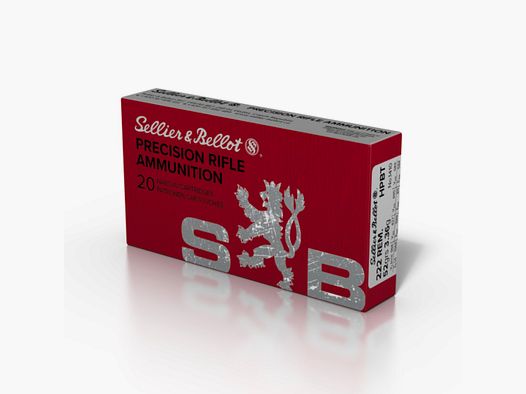 Sellier & Bellot .222 Rem. HPBT OTM 3,4g 52grs. Munitions pour armes longues 20 pièces.