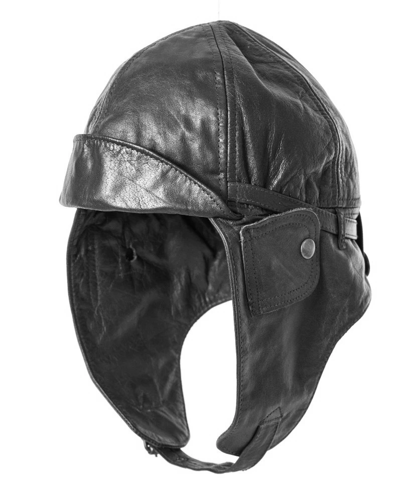 Mil-Tec 12425002 Leder-Fliegermütze, schwarz, Vintage