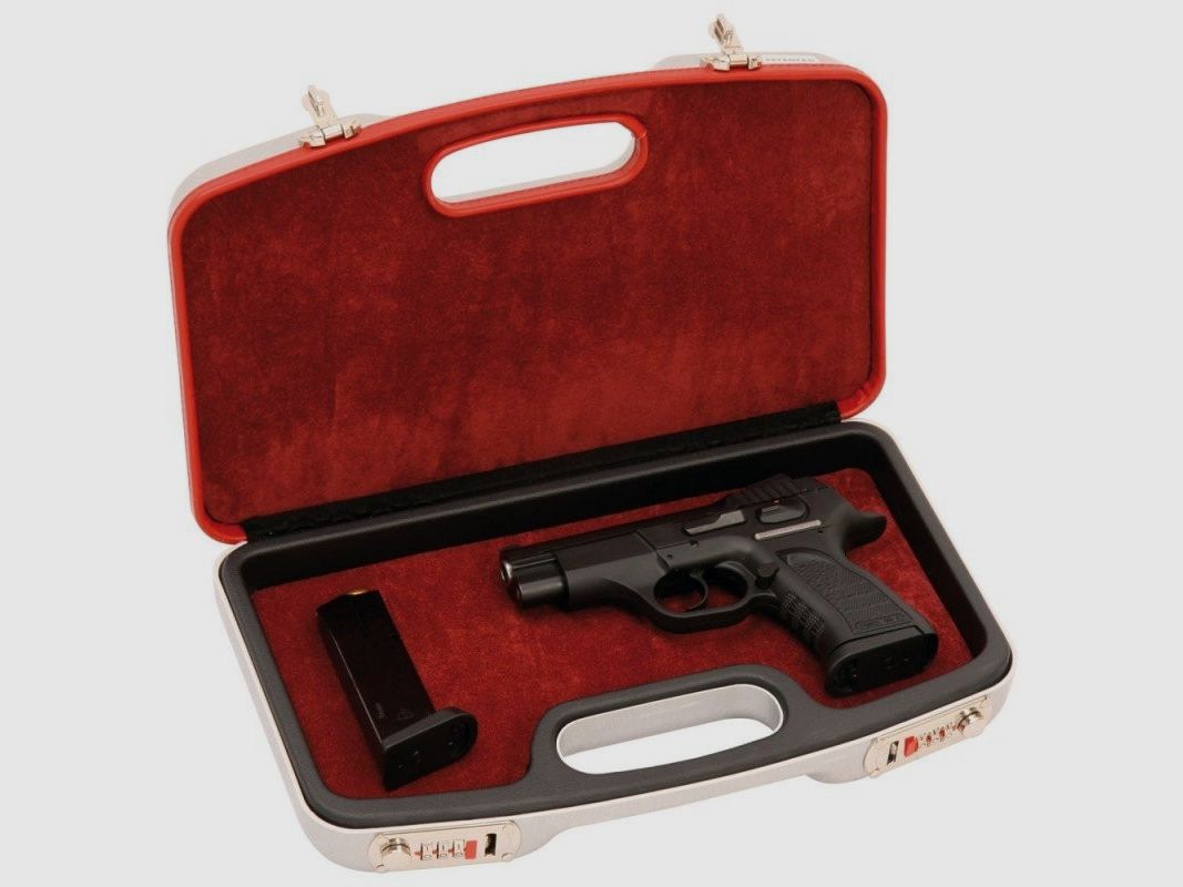 Maletín para pistola Negrini con cierre de combinación borde de cuero 2028LXX, imagen 2 de 2
