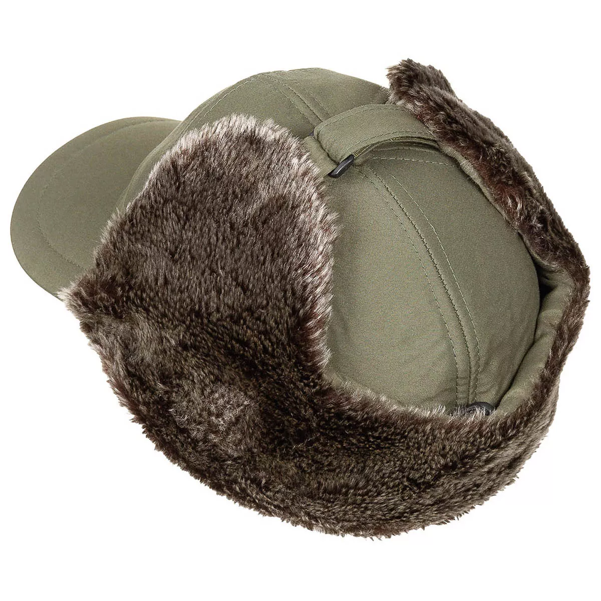 Winter Cap Trapper mit Kunstfell, Oliv, Bild 2 von 4