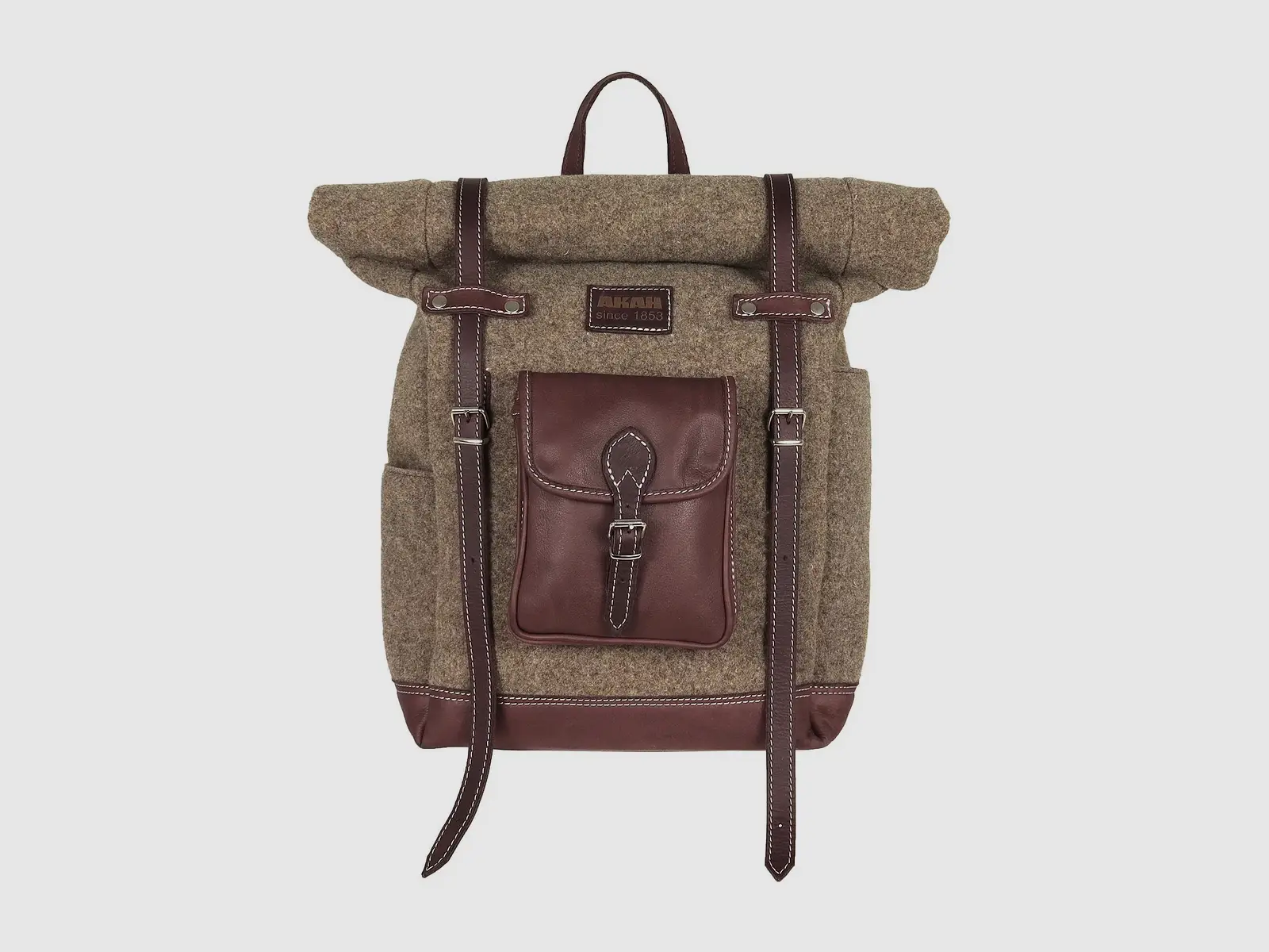 Zaino Rolltop AKAH in Feltro di Lana e Pelle d'Oliva, immagine 1 di 10