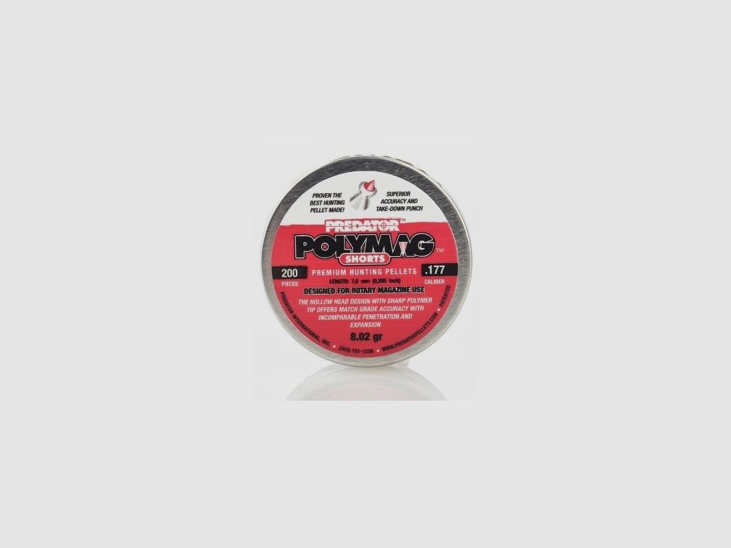PREDATOR PIOMBINI POLYMAG SHORTS PREMIUM BILLES DE CHASSE CAL. 4,5 200 PCS