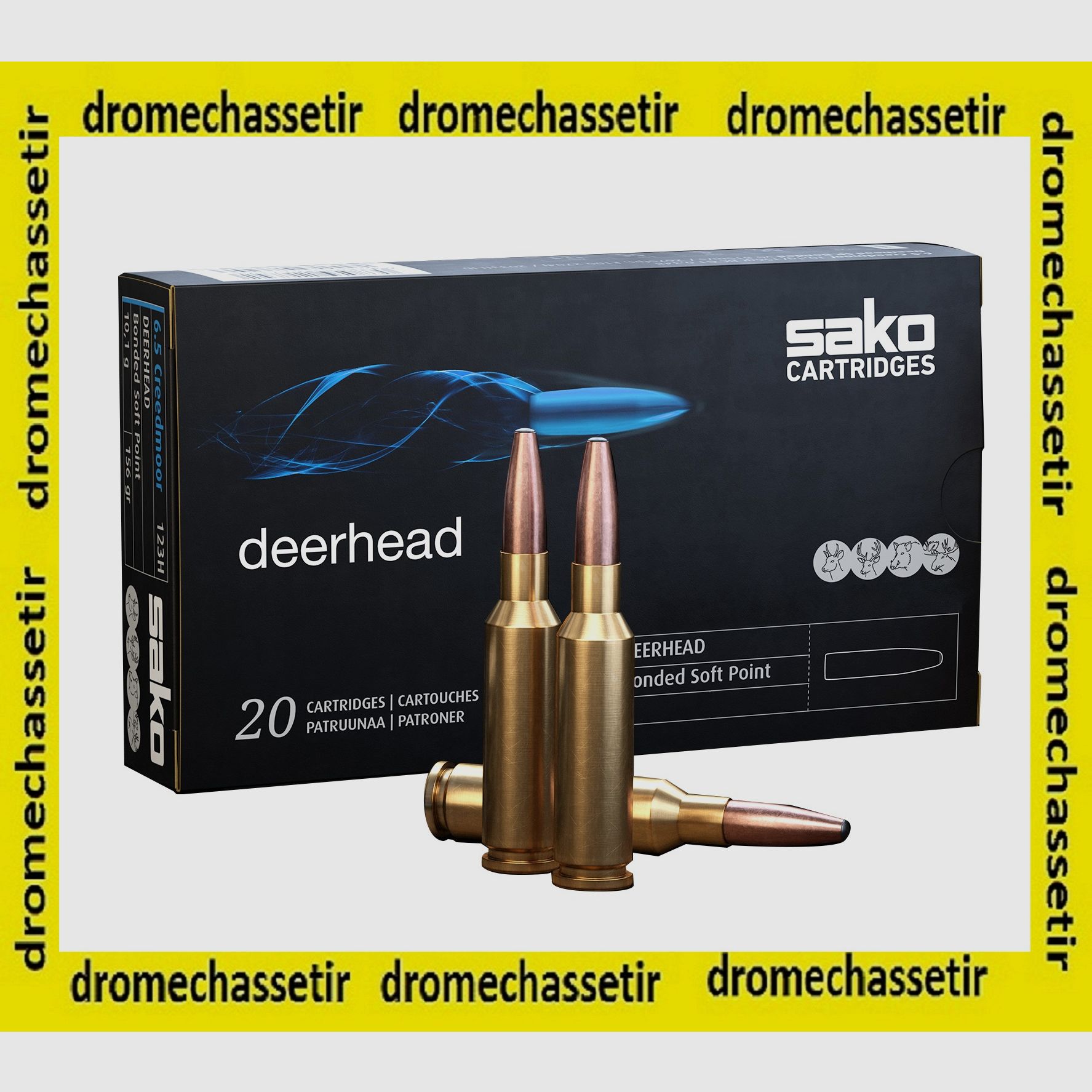 Box mit 20 Patronen Sako DEERHEAD Kal. 6.5 Creedmoor 156 grains SP