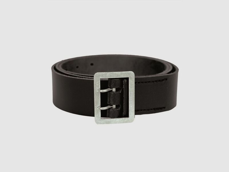 Polizei Lederkoppel 120 cm (112-127cm) Schwarz m. Metallschnalle - Police Belt Gürtel