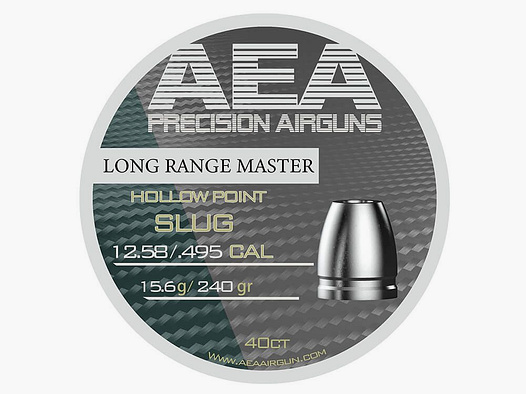 Original AEA Hohlspitz Luftgewehrgeschosse für Megalodon / Challenger Long Range Master 12,58mm .495 / .50 15,6g