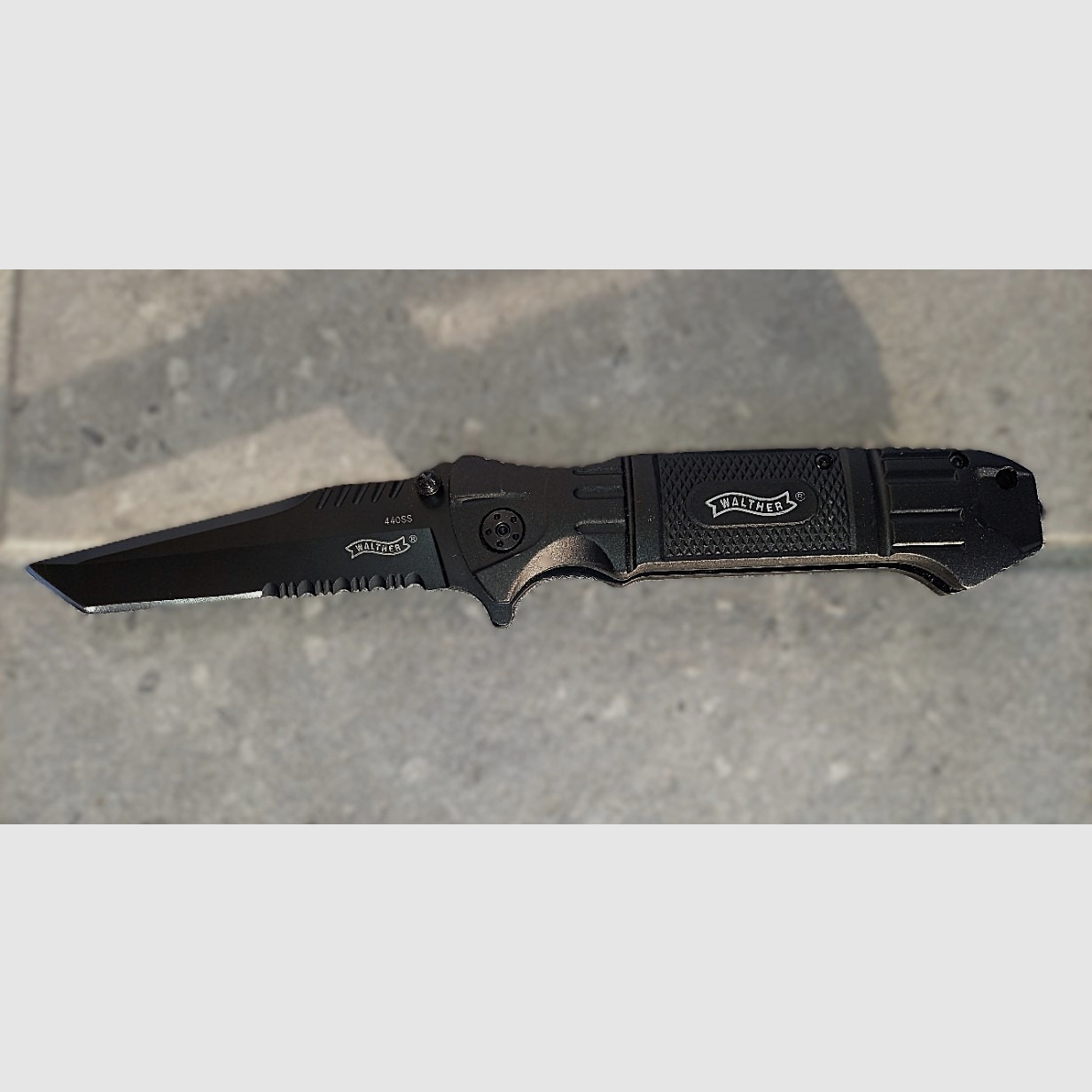 Walther Black Tanto Knife folding knife rescue pocket knife glass breaker case EDC