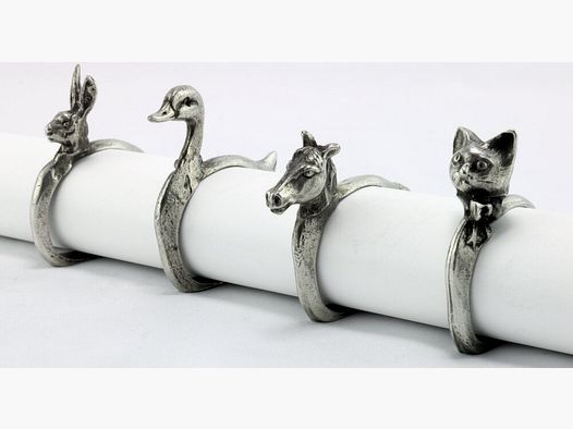 Lovergreen Accessoires Motiv Set mit 4 Servietten-Ringen (Hase, Ente, Pferd, Katze)