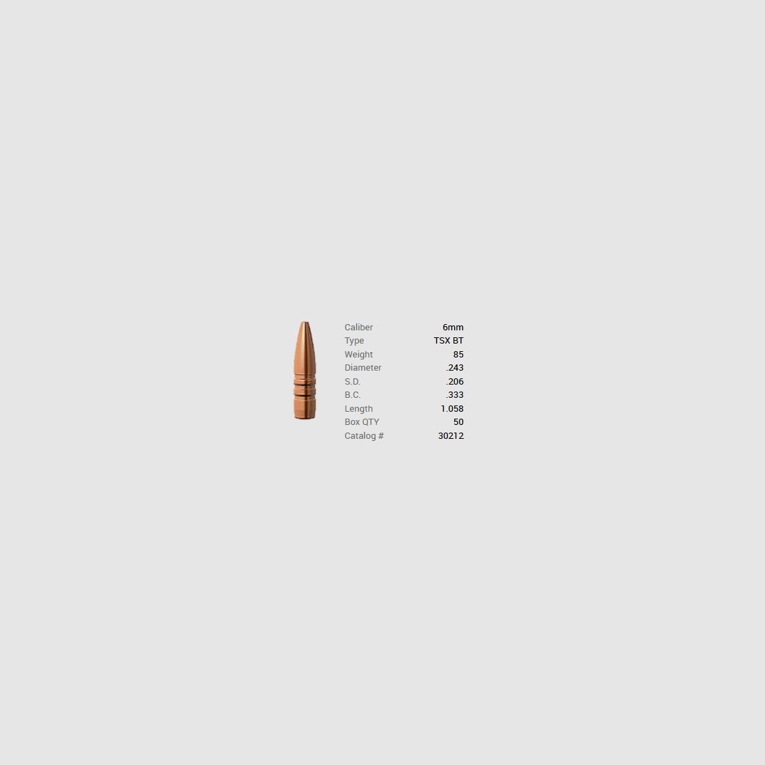 Barnes Geschoss 6mm/.243 85GR TSX BT 50 Stück