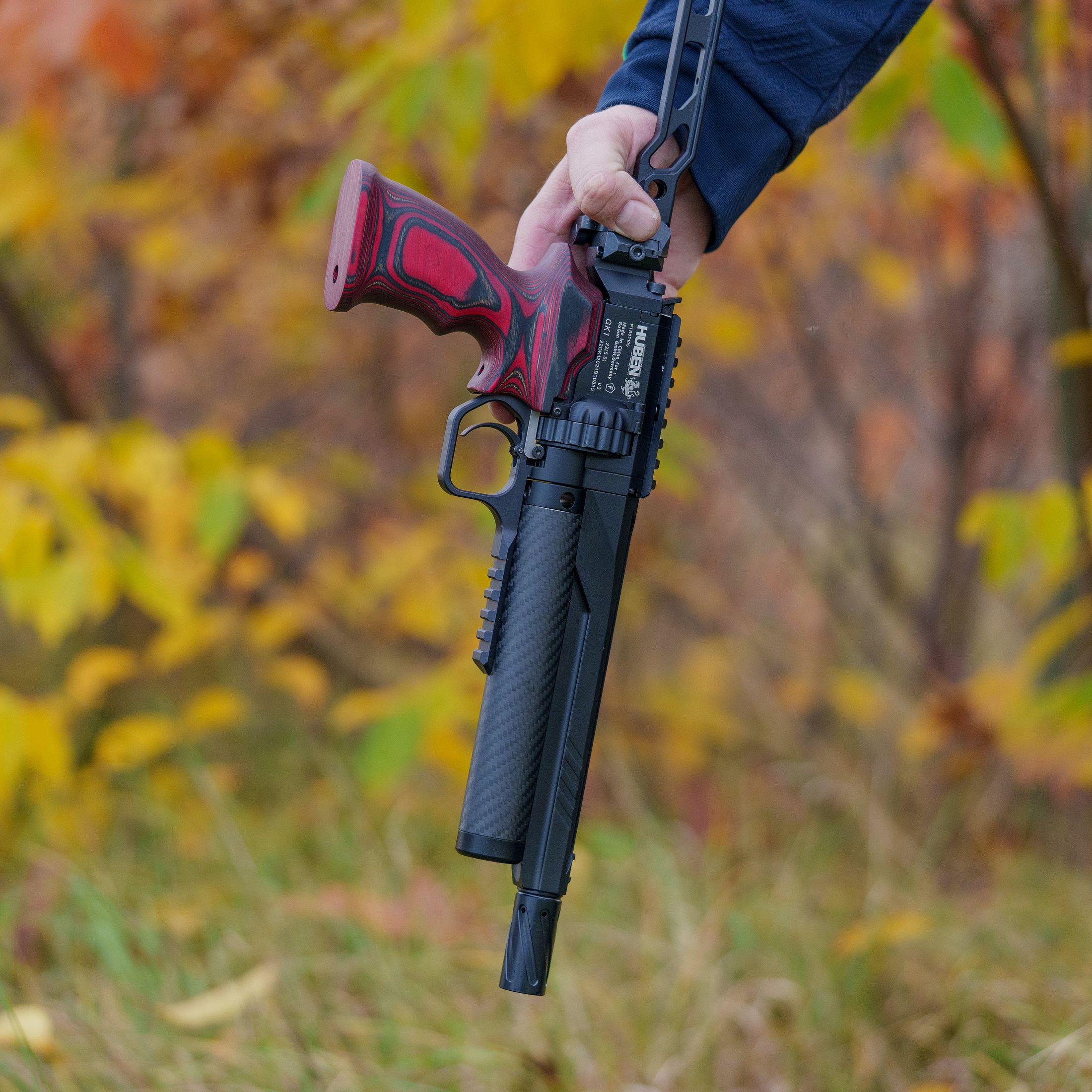 Grip for Huben GK1 | High-quality birch wood | handmade | Red-Black