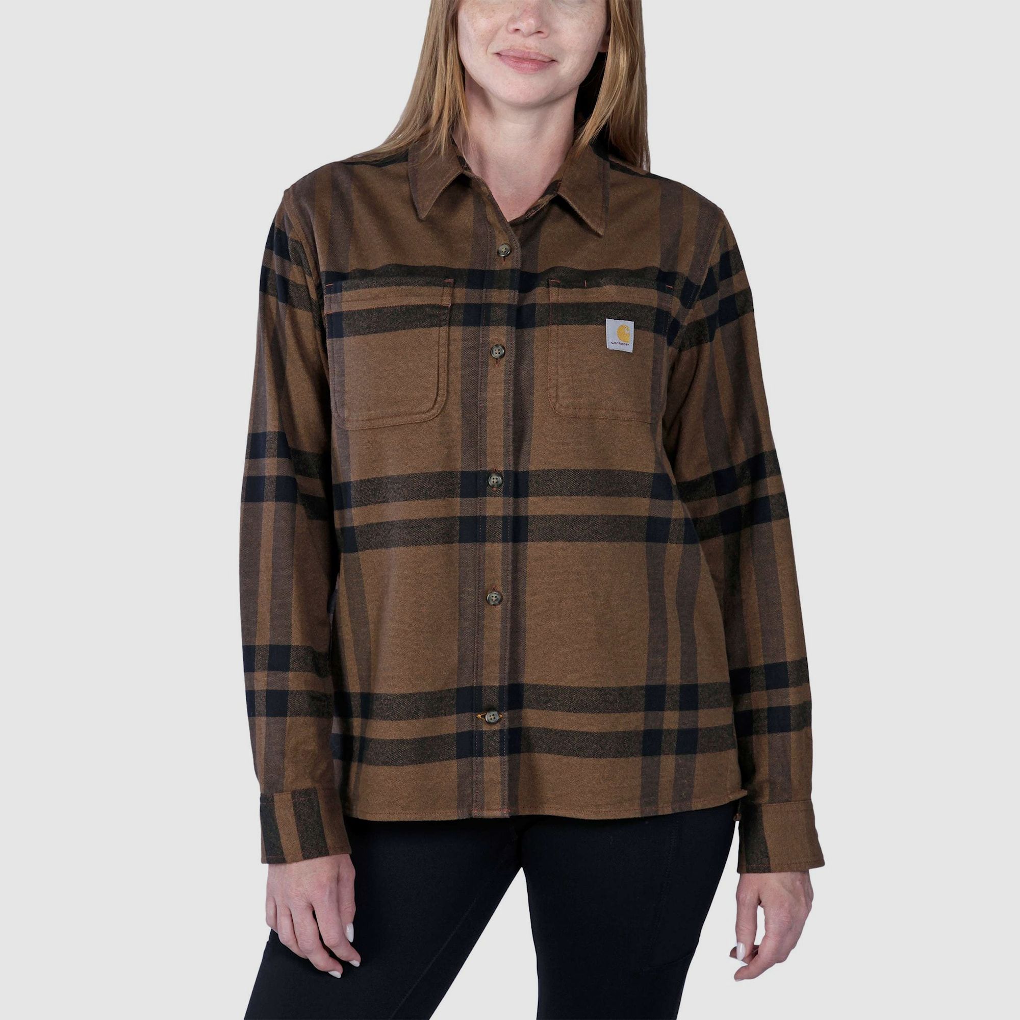 Carhartt Midweight Flannel Shirt Women Carhartt Brown Heather XL