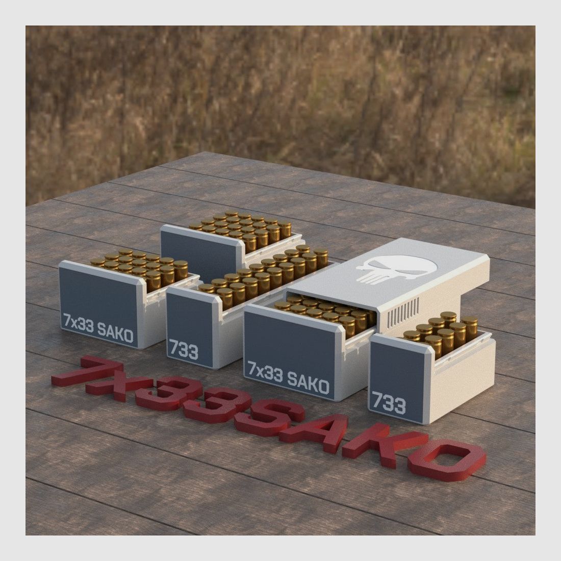 Filamelt ammunition box / Ammo Box 7x33mm Sako - cartridge box for 50 rounds, Made in Germany