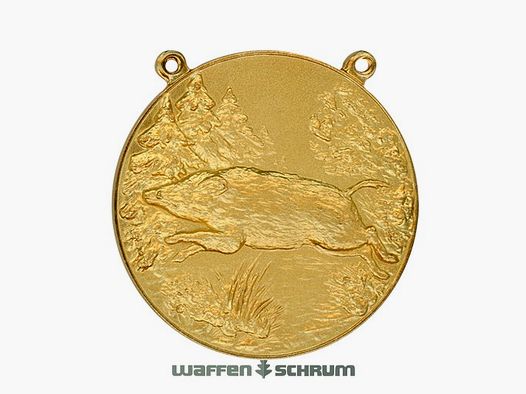 Steinhauer&Lück Medaille Wildschwein mit Kette Vergoldet