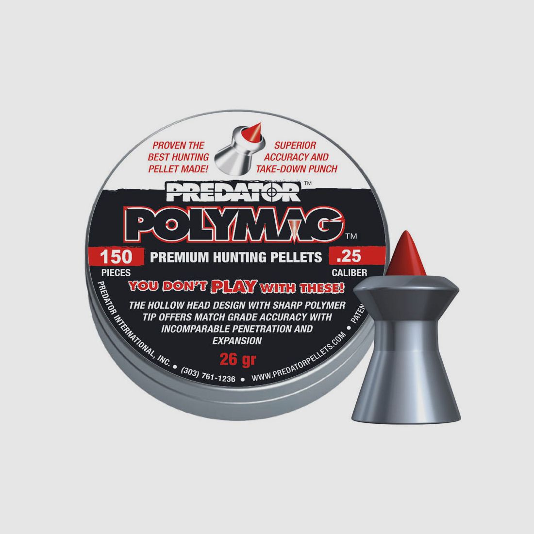 JSB PREDATOR POLYMAG DIABOLO 6,35MM 1,645G POINTU 150 PCS
