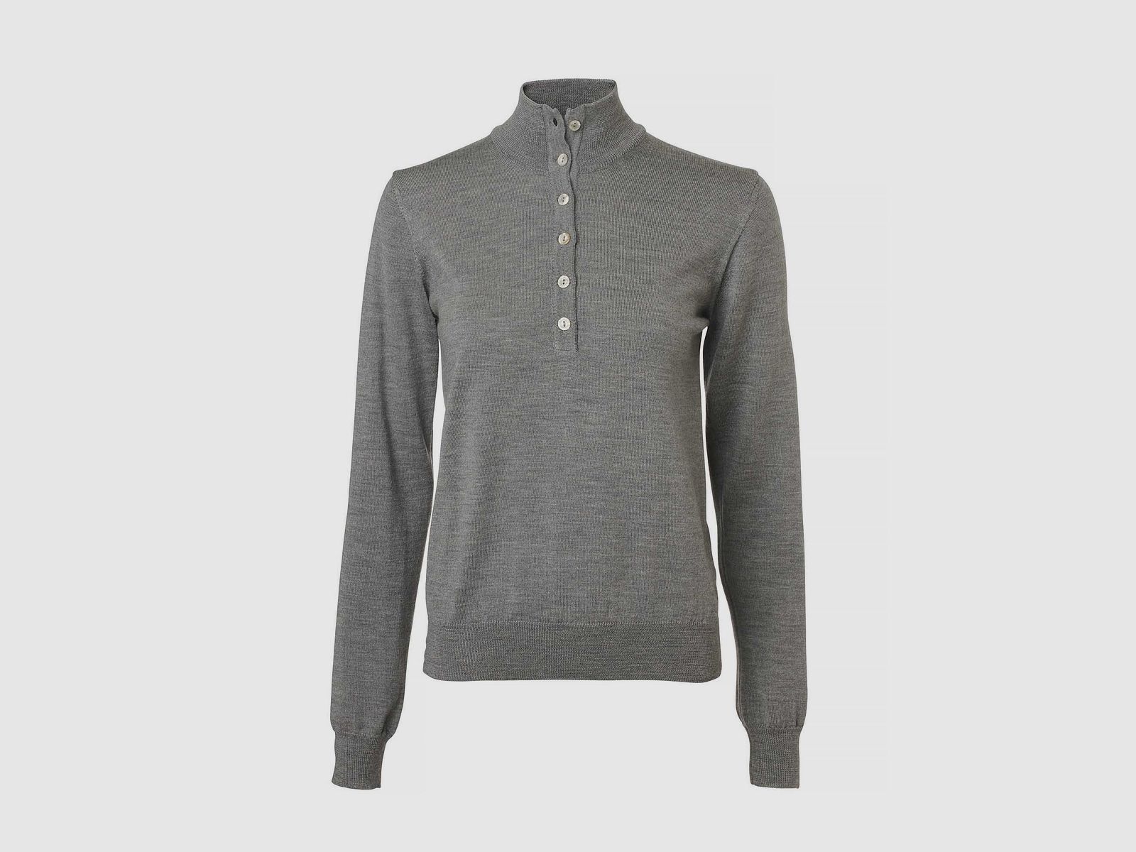 Chevalier Blaise Knopfleiste Merino-Pullover Damen, 42W, Grau