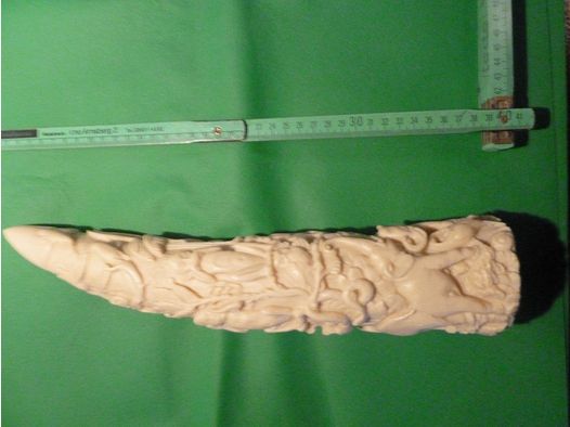 Carved elephant tusk made of resin